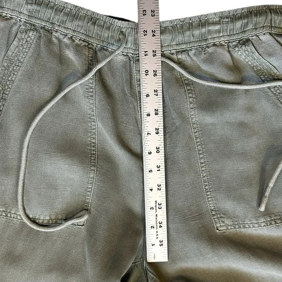 JOIE Green Linen Lyocell Wide Leg Crop Pants Drawstring Elastic Waist L Coastal - Picture 5 of 8